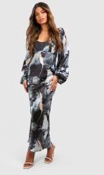 Boohoo KC62101 Boohoo Márvány Ruha Maxi Hosszú Ujjú Szatén S