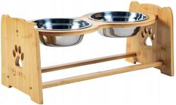  Petzy Prémium Kutya- és Macskatál Fém két darabos bambusz tál szett 500ml (2 x 500ml)