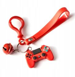 Játékos kulcstartó gamer pad csengővel piros ajándék játékosnak