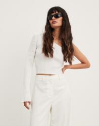 NA-KD Fehér Aszimmetrikus Csíkos Rövid Klasszikus Nyitott Vállú Blúz Na-kd M