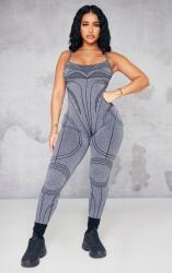 Prettylittlething Szürke Mintás Vállpántos Overál Prettylittlething L