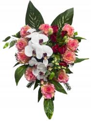 MartineX Szív Alakú Nád Rózsaszín-fehér, Sírdísz Szív Alakú Szoborhoz (Stroik wiązanka sztuczna)