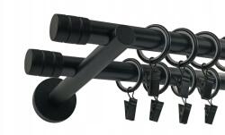ESTAdeco Dupla Függönykarnis Fém 19+19 mm Fekete 280 cm Maró (karnisz II Ø19mm Czarny Mat FREZ)