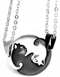  Best Friends macska nyaklánc, 2 db-os szett, ezüst és fekete színű, rozsdamentes acél (5905204482704)