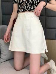 Shein EC14104 Shein Fehér Farmer Miniszoknya Magas Cipzárral (31) L