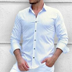  Férfi Karácsonyi Ing Fehér Slim Fit Csíkos L-es Méret (01-34-503)