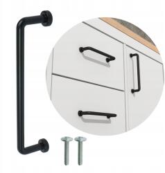 Global Service Bútorfogantyú 128 mm-es reling cső konyhaszekrény fiók fekete loft (2324128N)