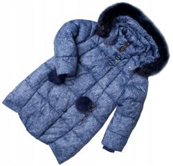  Téli kabát lány kabát meleg sötétkék szőrme meleg 104 (G730B)