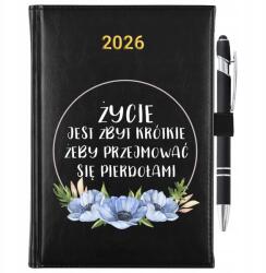  Naptár Fekete 2026 Határidőnapló Ajándék Idézet Fing Tolltartó (KALENDARZ PIERDOŁY DŁUGOPIS)