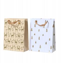 Kaemingk Táska Karácsonyi ajándéktasak fehér bézs 7x12x16cm