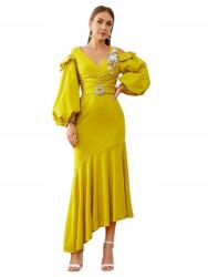 Shein ZC56308 *shein Aszimmetrikus Ruha, Gazdag Aplikáció, Cirkónia Kövek, Gyöngyök S