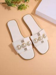 Shein CC26115 Shein Lapos Bebújós Női Flip-flop Papucs Gyöngyökkel Díszítve (23) 38 (sx2403241144732432)