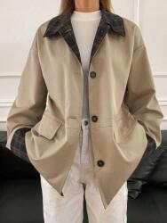 Dazy KC47112 Dazy Bézs Kockás Galléros Kabát (34) XL