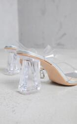  Szandál Ezüst Transzparens Sarok Nyitott Lábujj Klasszikus Plt 40 (PLT6677)