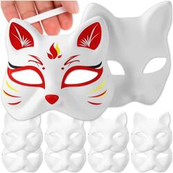 MEMFLOW 10x Macska Arcmaszk Papír Fehér Diy Cosplay Halloween Farsang (D024WT00)