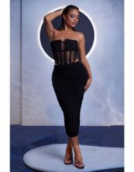  Club L Fekete Fodros MIDI Szoknya (32) (579926)