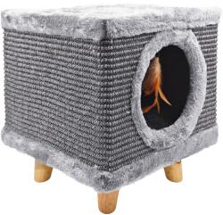 Mersjo Masszív macskakaparó, kicsi, 38cm-es, szürke, tollas Cabin I (5904553966200)