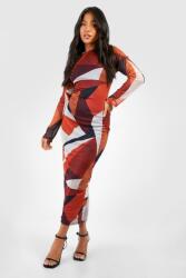 Boohoo LC72218 Boohoo Petite Ruha Maxi Geometrikus Hálós Minta Xs