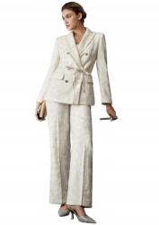 Shein Motf Nadrág Krémszínű Elegáns Flitteres Kantáros Magas Derekú 40 L__L