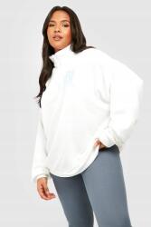 Boohoo DC13211 Boohoo Fehér Pulóver Oversize Cipzáras Nyomott Mintával (40) 46