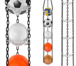 FBSYS Szuper Akasztó 5 Labdához, labdapolc, fekete-fehér, 173cm, focihoz, röplabdához (5905965237230)