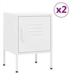 vidaXL Éjjeliszekrény, 2 db, fehér, 35x35x51 cm, acél (3095213)