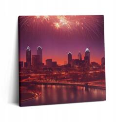 Wallfluent Vászonkép Város Éjszaka Tűzijáték Philadelphiában 60x60 cm (010030010270000075966)