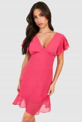 Boohoo KC31314 Boohoo Petite Chiffon Ruha Térdig Érő Fodros (37) M
