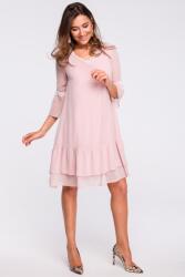 Stylove Ruha Esküvőre Chiffon Fodros Rózsaszín 42 XL