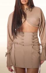 Prettylittlething EC12220 Rövid Bézs Hosszú Ujjú Ing Prettylittlething (10) XL