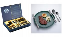 Evőeszköz rozsdamentes acél kpl 24 db 6 Fekete