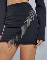 Klasszikus Fekete Mini Szoknya Sima Cipzár Díszítő Elemek Misspap 40