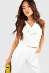 Boohoo FC14309 *bézs Fodros Crop Top XXL