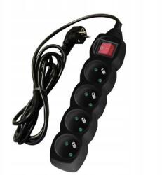 Bowi Hosszabbító kábel kapcsolóval, 4 aljzat, fekete, 1.5 m (5903332589241)