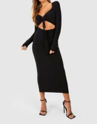 Boohoo IC16306 Boohoo Fekete Ruha Maxi Kivágásokkal Hosszú Ujjú Megkötős L
