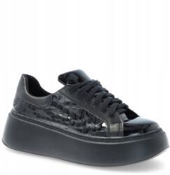 TYMOTEO Vastag talpú bőr sportcipő Tymoteo P1020 Fekete 40 (TYMOTEO P-1020 CZARNE LICO+LAKIER+KROPLE)