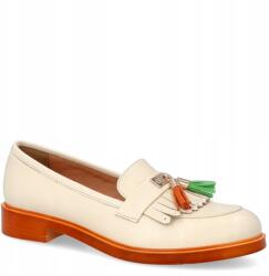 TYMOTEO Bőr papucs kontrasztos talppal Tymoteo A1002 Krémszínű 39 (TYMOTEO A1002 ECRU)