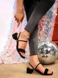 Shein CC53214 Shein Fekete Szandál Sarokkal, Velúr Hatású (37) 39 (sx2411181516925086)