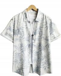 Shein Férfi Ing Fehér Print Szürke Casual L__L