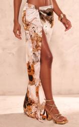 Prettylittlething Szatén Szoknya, Size Xxs, mintás, slicc