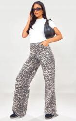Prettylittlething Bézs Hosszú Leopárdmintás Nadrág Széles Szárú Prettylittlething 40