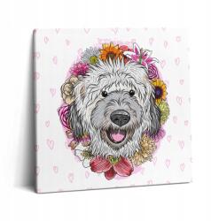 Wallfluent Vászonkép Canvas Tartós Fali Iroda Boldog Kutya Virágok (010030010270000075275)