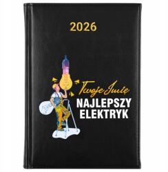 FunnyCase Könyvnaptár 2026 Legjobb Villanyszerelő Fekete Tervező Ajándék Minták (Kalendarz Czarny NAJLEPSZY ELEKTRYK)