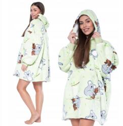  Kocpulóver 2 az 1-ben, túlméretezett kapucnival, vastag sherpa anyagból, zöld színben, koala mintával (KC00021)