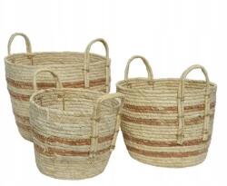 AAA Természetes kosár boho fogantyúkkal, csíkokkal díszítve