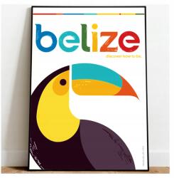  Belize poszter Tukán madár Vintage utazás A3 (Plakat Podróżniczy Podróże Vintage)