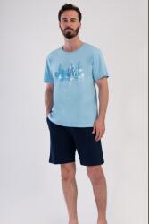  Férfi rövid ujjú pizsama, rövidnadrág 4084280000 kék Vienetta XXL kék