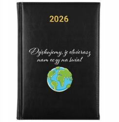 FunnyCase Naptár Fekete A5 2026 Ajándék Pedagógusnap Kinyitod a szemed a világra (Kalendarz Czarny Otwierasz Oczy Na Świat)