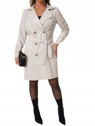 Shein Edzőcipő Bézs Kétsoros Kabát Övvel 36 S__s