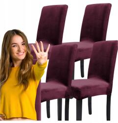 TELATTI Szett: 4x székhuzat univerzális velúr székhuzat (Pokrowiec na krzesło PREMIUM pokrowce zestaw)